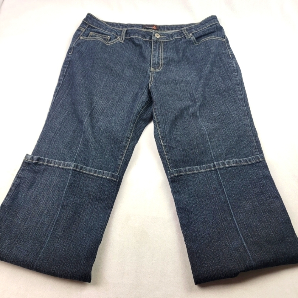 Ashley Stewart dark denim straight leg strech denim